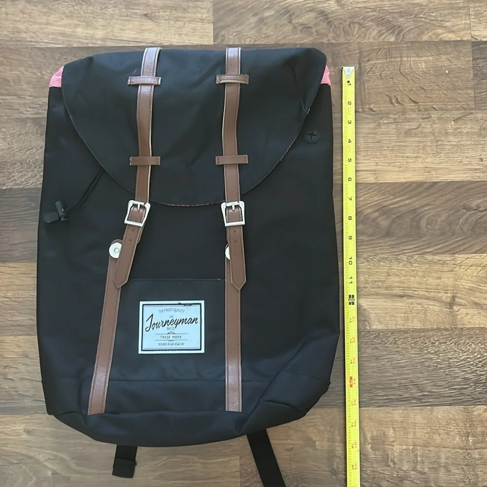 Black Backpack NWT with Brown Leather Straps
